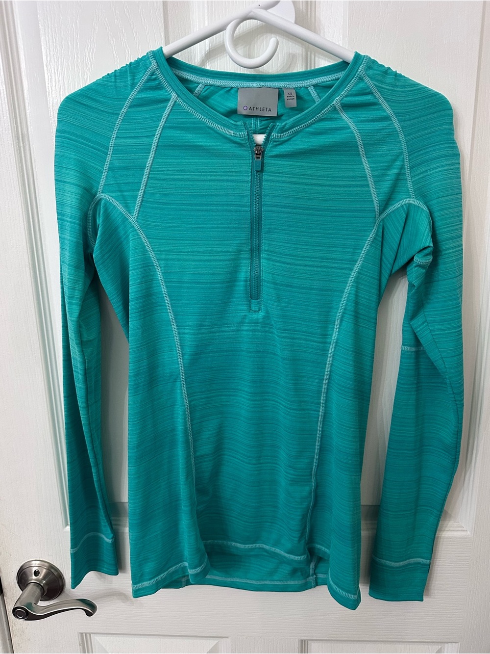 Athleta Teal Space Dye Quarter-Zip Performance Top - Size XS
